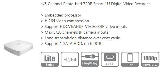 Dahua XVR4104C XVR4108C nvr penta Dahua XVR4104C XVR4108C dati
